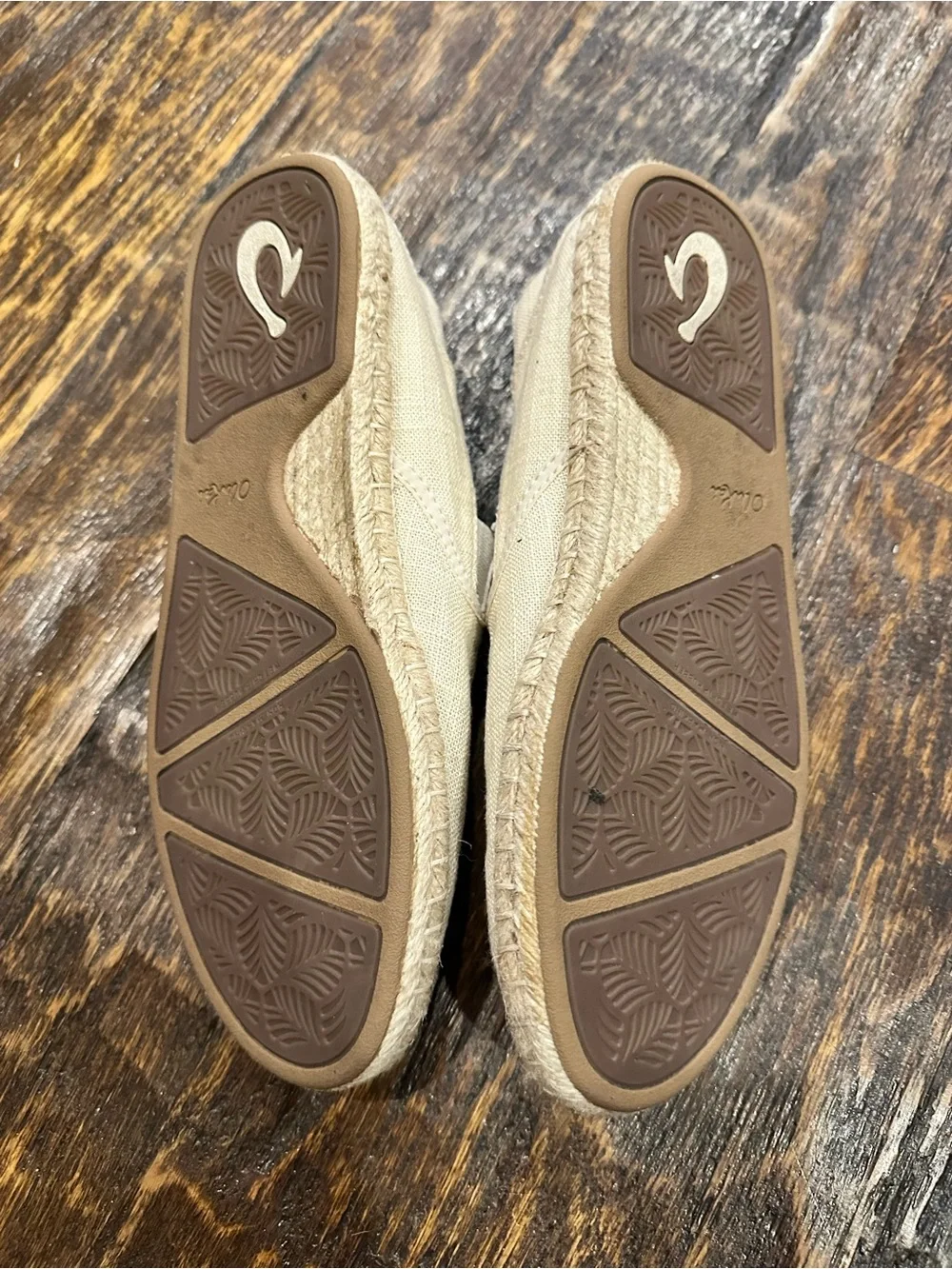 OluKai Women's Espadrilles Beige Canvas Slip-Ons